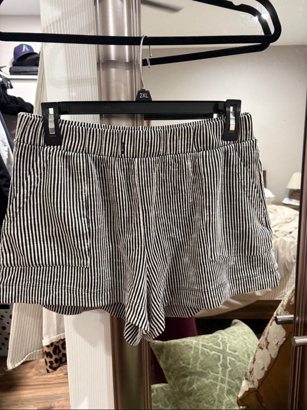 Olivia Rae Black & White Striped High-Waist Lounge Shorts
